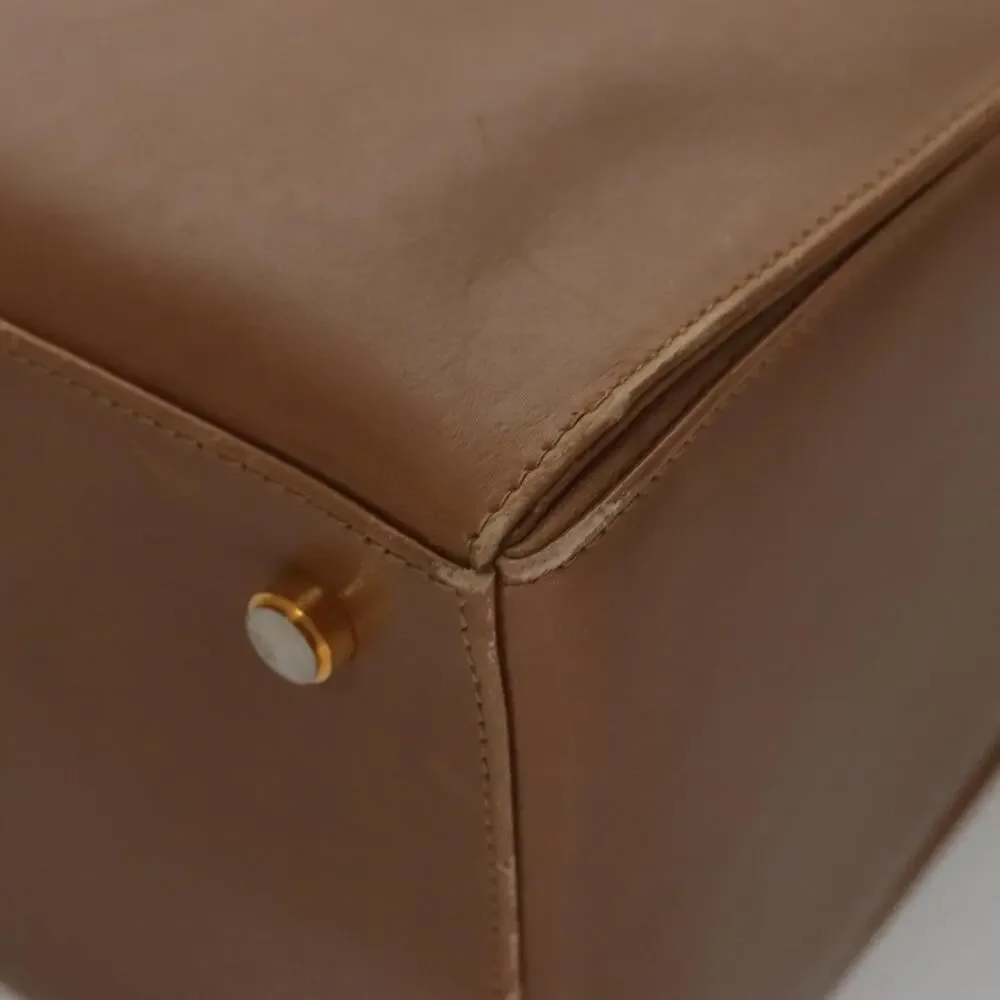 Salvatore Ferragamo Boston Bag Leather Beige Gold